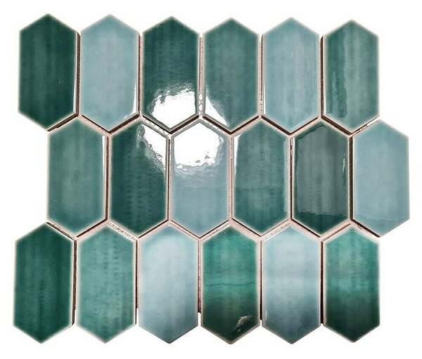 Mozaik pločica Hexagon CG CH475 (Zelena, Sjaj, 25,3 cm x 29,3 cm x 75 mm)