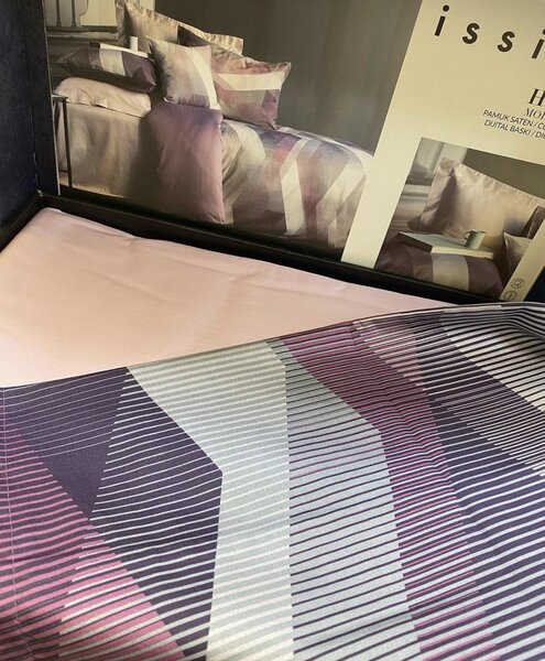 Posteljina s plahtom Helix Purple Saten Family 160x220x2