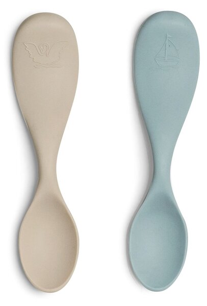 CITRON pribor za jelo male silikonske žlice za djecu, bež i plava Silicone_Feeding_Spoon_Short_Set2