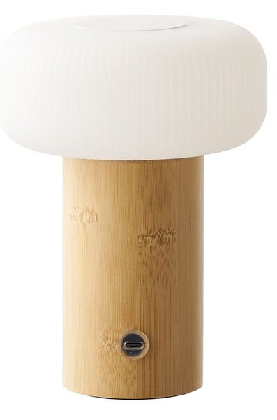 Bijela/u prirodnoj boji od bambusa stolna lampa s plastičnim sjenilom (visina 18 cm) Stafford – House Nordic
