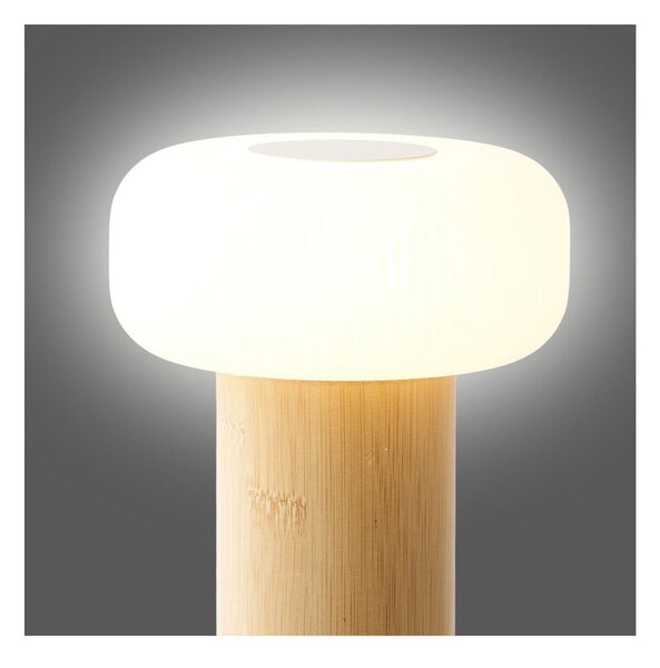Bijela/u prirodnoj boji od bambusa stolna lampa s plastičnim sjenilom (visina 18 cm) Stafford – House Nordic
