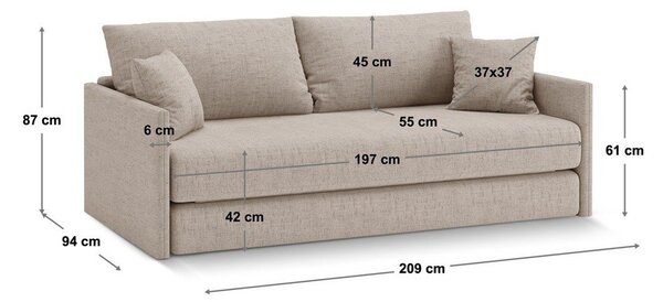 Svjetlo smeđa sklopiva sofa od šenila 209 cm Shannon – Cosmopolitan Design