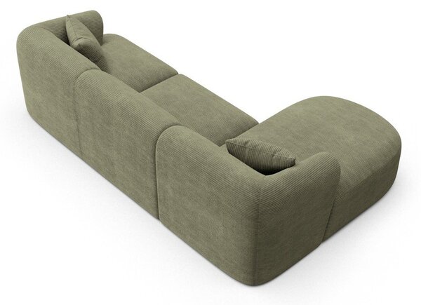 Zelena kutna garnitura od samta (s lijevim kutom/s ležaljkom) Campi – Cosmopolitan Design