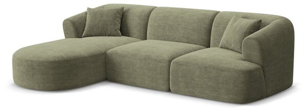 Zelena kutna garnitura od samta (s lijevim kutom/s ležaljkom) Campi – Cosmopolitan Design