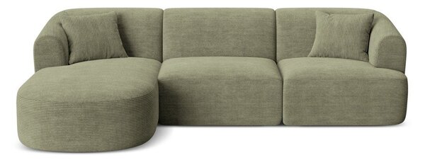 Zelena kutna garnitura od samta (s lijevim kutom/s ležaljkom) Campi – Cosmopolitan Design