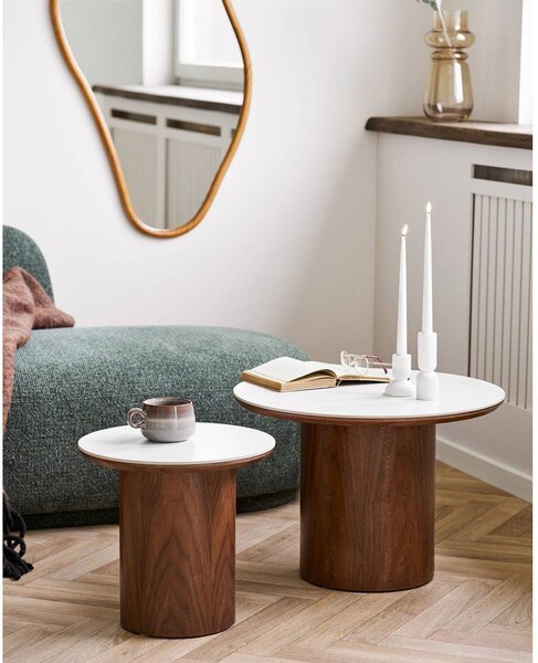 Okrugao stolić za kavu s keramičkom daskom u tamnoj prirodnoj boji ø 60 cm Noli – House Nordic