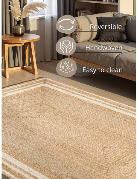 Krem/u prirodnoj boji obostrani/ručno rađen juten tepih 120x170 cm Jutta – Hanse Home