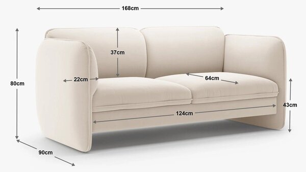 Krem sofa od šenila 168 cm Georgia – Micadoni
