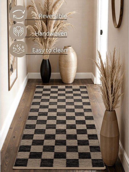 Crna/krem obostrana/ručno rađena staza od mješavine jute 80x200 cm Rex – Hanse Home