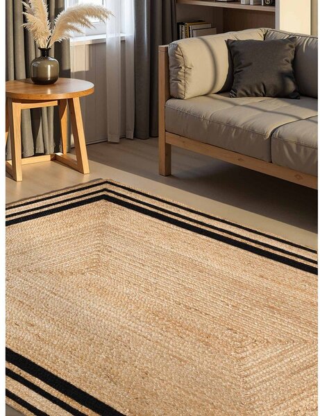 Crni/u prirodnoj boji obostrani/ručno rađen juten tepih 120x170 cm Jutta – Hanse Home