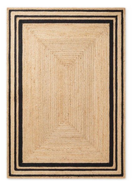 Crni/u prirodnoj boji obostrani/ručno rađen juten tepih 120x170 cm Jutta – Hanse Home