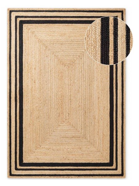 Crni/u prirodnoj boji obostrani/ručno rađen juten tepih 120x170 cm Jutta – Hanse Home
