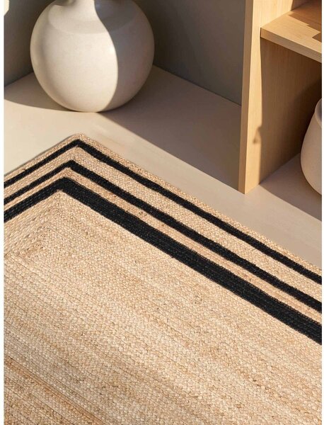 Crni/u prirodnoj boji obostrani/ručno rađen juten tepih 120x170 cm Jutta – Hanse Home