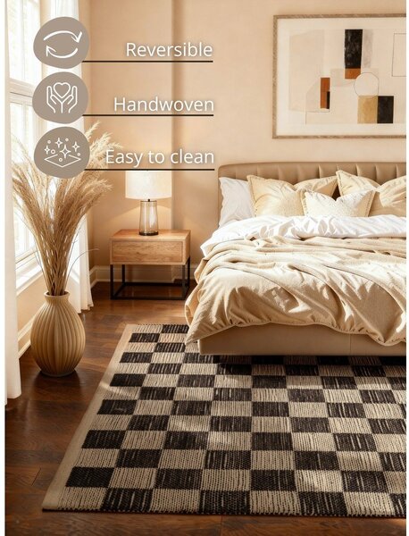 Crni/krem obostrani/ručno rađen tepih od mješavine jute 120x170 cm Rex – Hanse Home