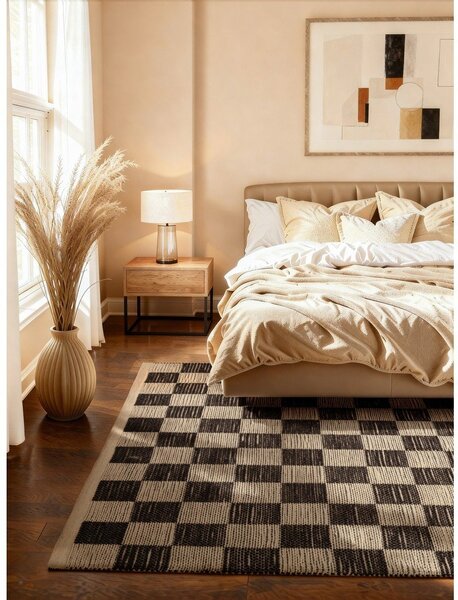 Crni/krem obostrani/ručno rađen tepih od mješavine jute 120x170 cm Rex – Hanse Home