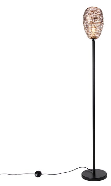 Dizajnerska podna lampa crna s bakrom 30 cm - Sarella