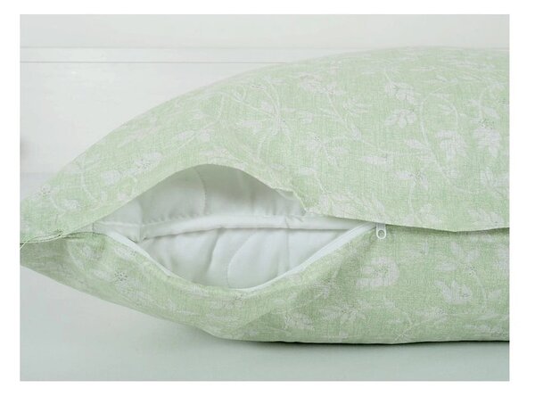Zelena posteljina za krevet za jednu osobu od krepa 140x200 cm Green Flowers – B.E.S