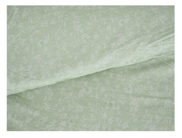 Zelena posteljina za krevet za jednu osobu od krepa 140x200 cm Green Flowers – B.E.S