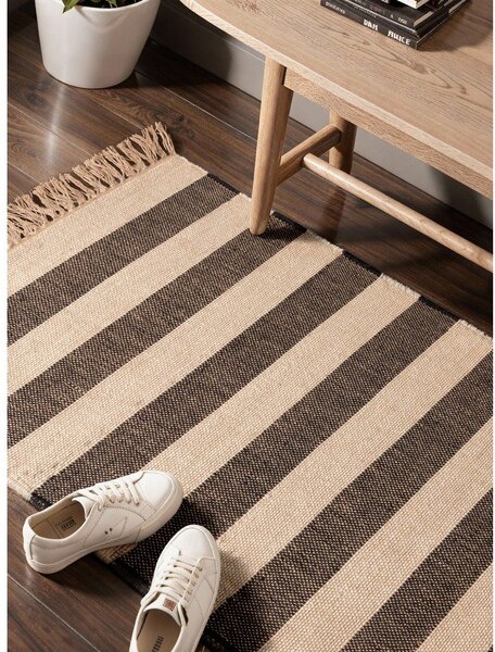 Crna/krem obostrana/ručno rađena jutena staza 80x200 cm Playa – Hanse Home