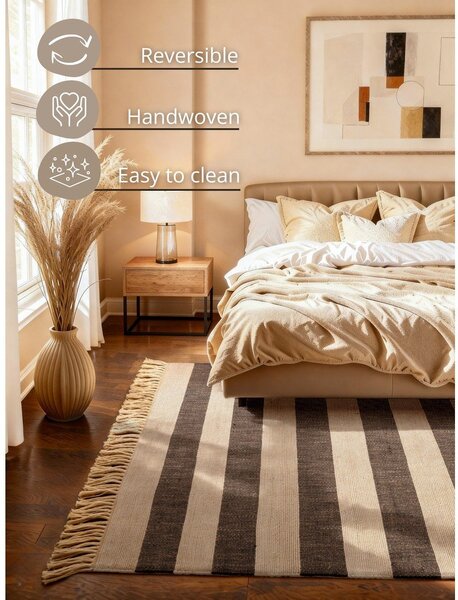 Crni/krem obostrani/ručno rađen juten tepih 120x170 cm Playa – Hanse Home