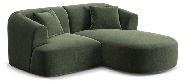 Zelena baršunasti kutna garnitura (s desnim kutom/s ležaljkom) Campi – Cosmopolitan Design