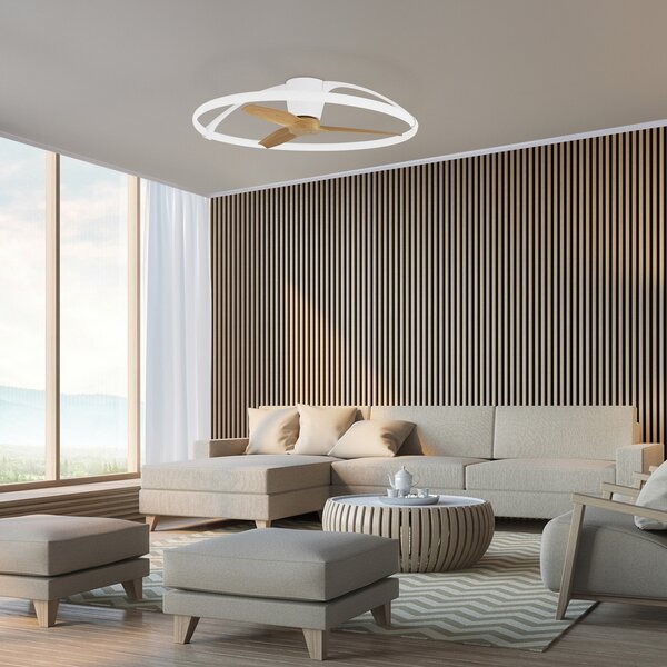 Nepal Smart LED stropni ventilator, bijela/jasen, DC - Mantra Mantra Iluminación, Nepal, prigušiv, Drvo, Dnevna soba, Metal, Moderan