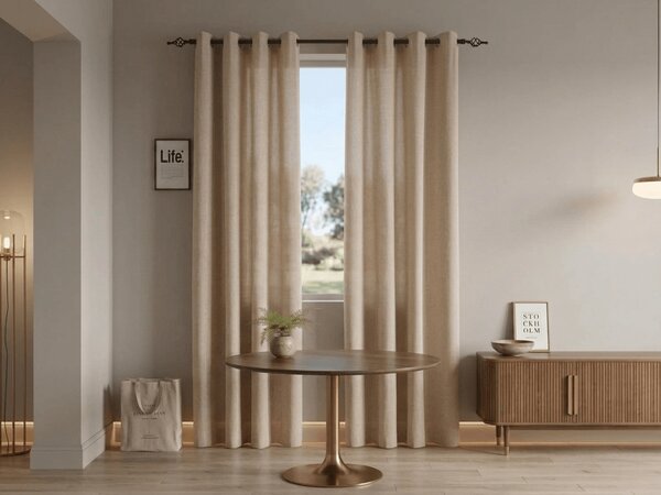 Zavjesa TAVIO 140x250 cm, svijetlo bež Sistem za vješanje: Metalni prstenovi