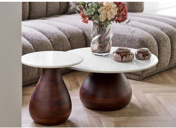 Okrugao pomoćni stol s mramornom pločom ø 40 cm Heide – House Nordic