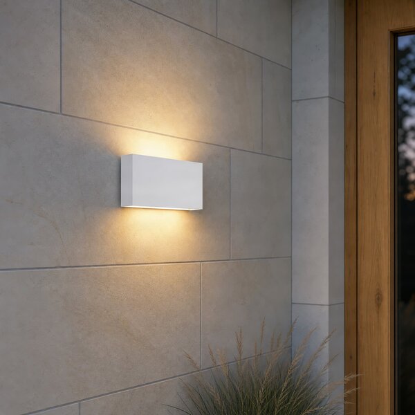 Lindby Lucande Jarte vanjska zidna LED svjetiljka, 20 cm, bijela, IP65, Bijela, Plastika