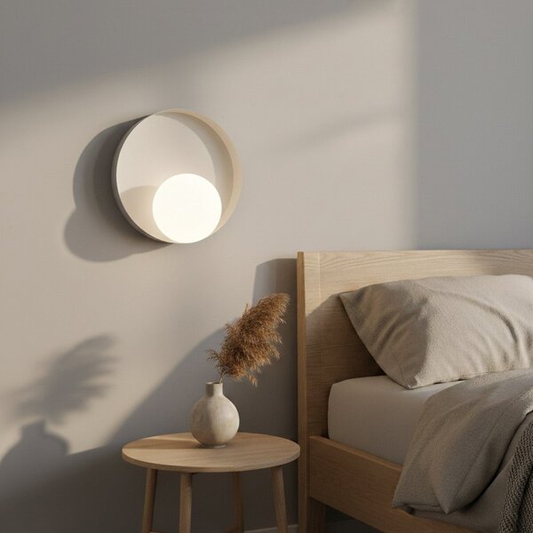 EMIBIG LIGHTING Kido K1 zidna svjetiljka, bež, čelik/staklo, Ø 20 cm, prigušiva, Bež, Dnevni boravak/blagovaonica, Metal