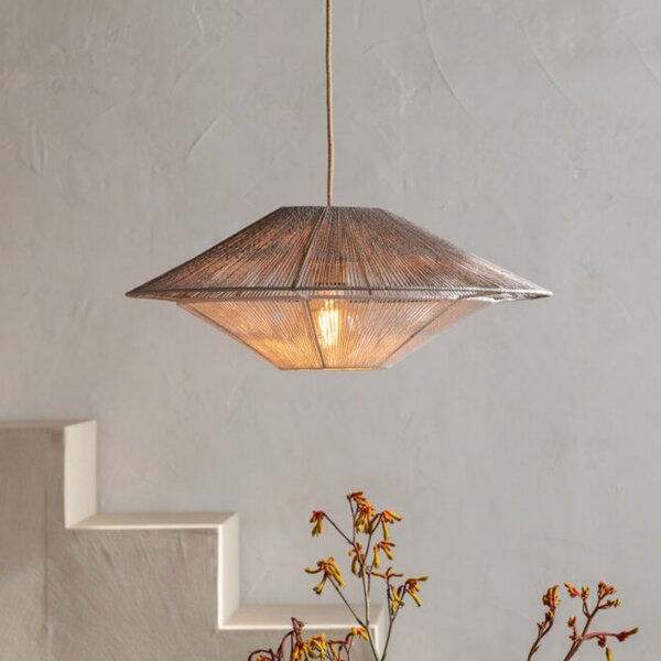 Good & Mojo GOOD MOJO Viseća lampa Lumbini, Ø50 cm, svijetlosiva, papirnato uže, Sivo, Dnevni boravak/blagovaonica, Papirnati karton
