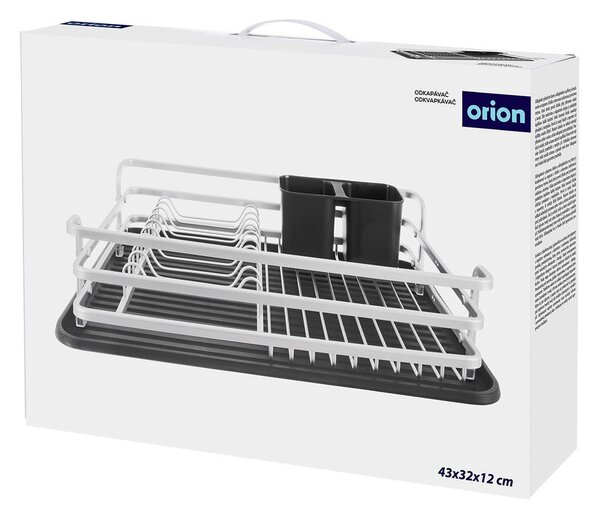 Crno-bijeli metalni ocjeđivač za posuđe 43x32 cm Deluxe – Orion