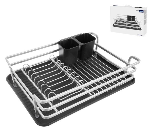 Crno-bijeli metalni ocjeđivač za posuđe 43x32 cm Deluxe – Orion