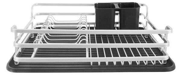 Crno-bijeli metalni ocjeđivač za posuđe 43x32 cm Deluxe – Orion
