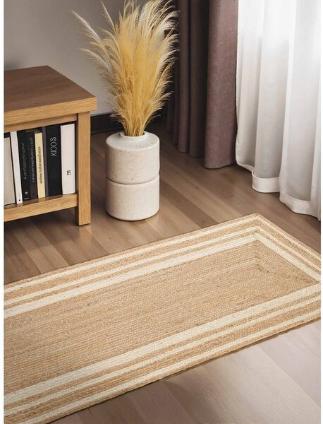 Krem/u prirodnoj boji obostrana/ručno rađena jutena staza 80x250 cm Looma – Hanse Home