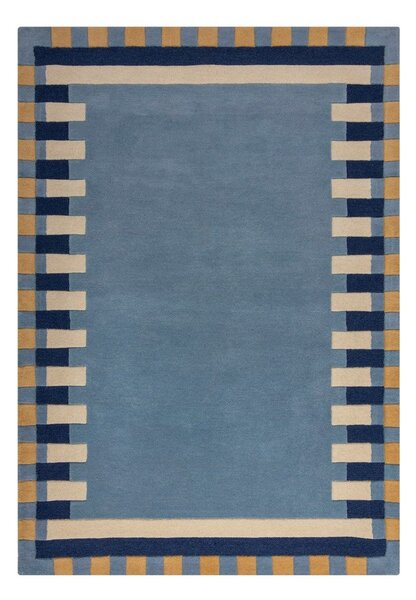 Plavi ručno rađen vunen tepih 200x290 cm Kai Wool Border – Flair Rugs