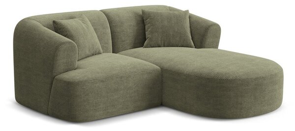 Zelena kutna garnitura od samta (s desnim kutom/s ležaljkom) Campi – Cosmopolitan Design