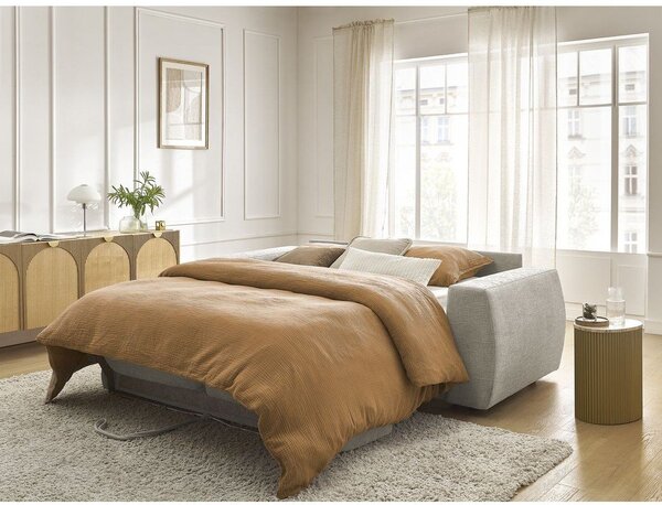 Bež sofa za spavanje/sklopiva od šenila 240 cm Hugo – Bobochic Paris