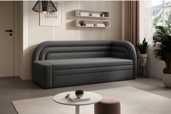 Smeđe-siva baršunasti sklopiva/s prostorom za odlaganje sofa s desnim kutom 223 cm Fabillo – ELTAP