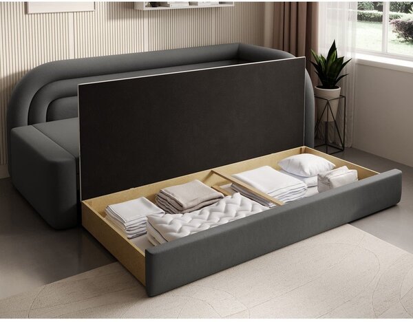 Smeđe-siva baršunasti sklopiva/s prostorom za odlaganje sofa s desnim kutom 223 cm Fabillo – ELTAP