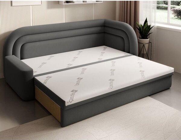 Smeđe-siva baršunasti sklopiva/s prostorom za odlaganje sofa s desnim kutom 223 cm Fabillo – ELTAP
