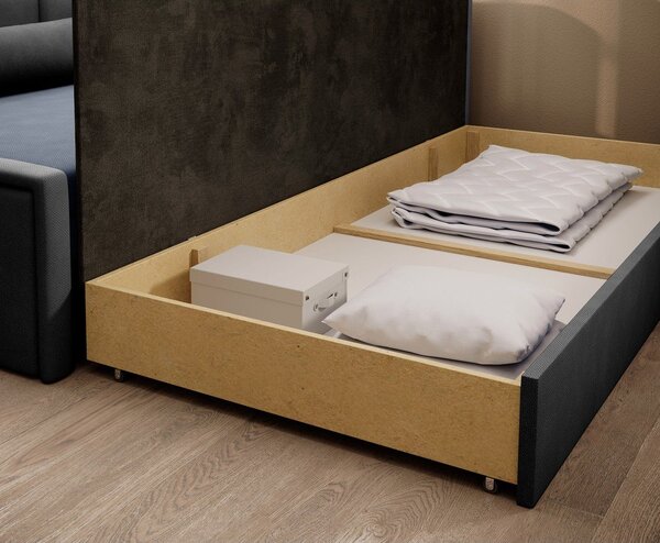 Plava/siva sklopiva/s prostorom za odlaganje sofa od šenila 214 cm Fulgeo – ELTAP