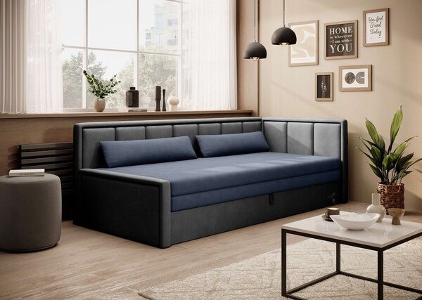 Plava/siva sklopiva/s prostorom za odlaganje sofa od šenila 214 cm Fulgeo – ELTAP
