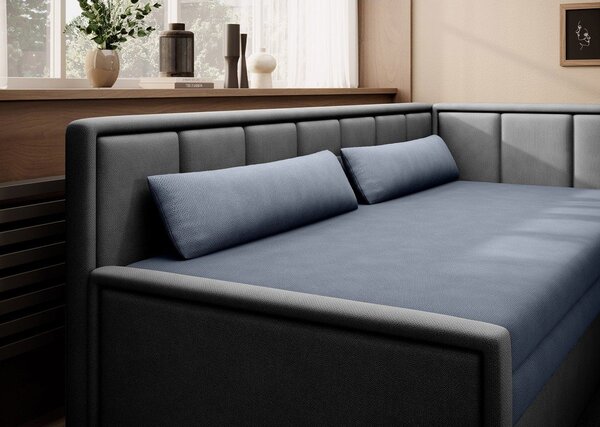 Plava/siva sklopiva/s prostorom za odlaganje sofa od šenila 214 cm Fulgeo – ELTAP