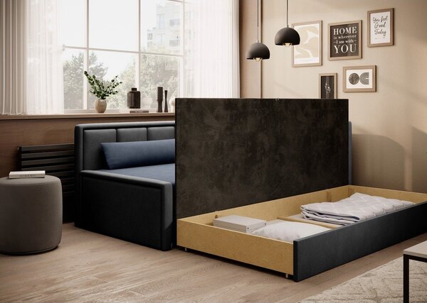 Plava/siva sklopiva/s prostorom za odlaganje sofa od šenila 214 cm Fulgeo – ELTAP