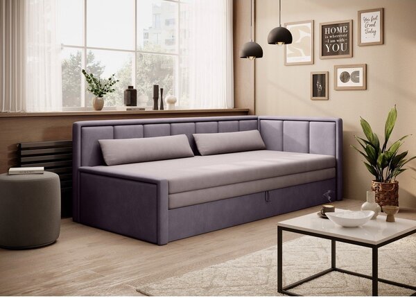Ružičasta sklopiva/s prostorom za odlaganje sofa od šenila 214 cm Fulgeo – ELTAP