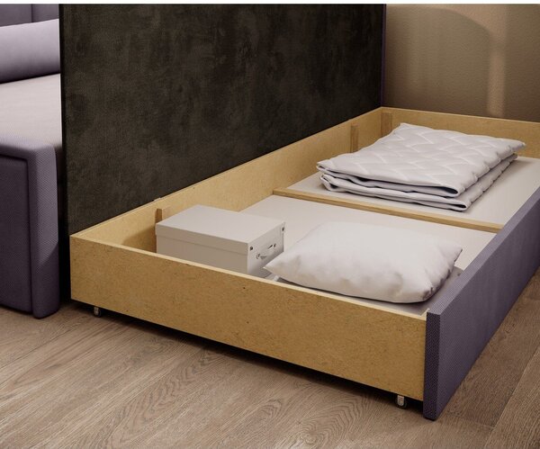 Ružičasta sklopiva/s prostorom za odlaganje sofa od šenila 214 cm Fulgeo – ELTAP