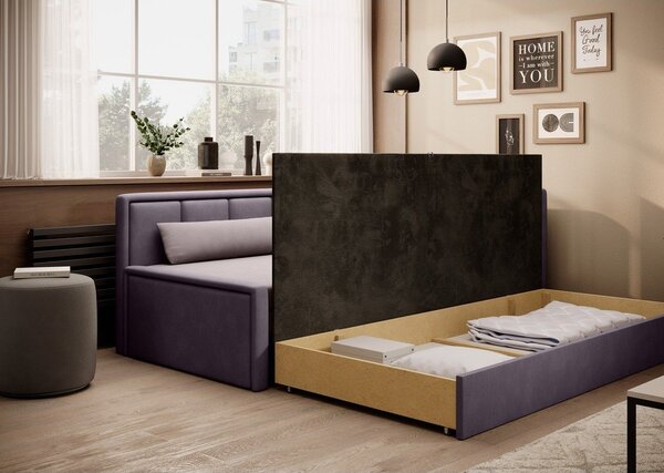 Ružičasta sklopiva/s prostorom za odlaganje sofa od šenila 214 cm Fulgeo – ELTAP