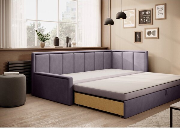 Ružičasta sklopiva/s prostorom za odlaganje sofa od šenila 214 cm Fulgeo – ELTAP