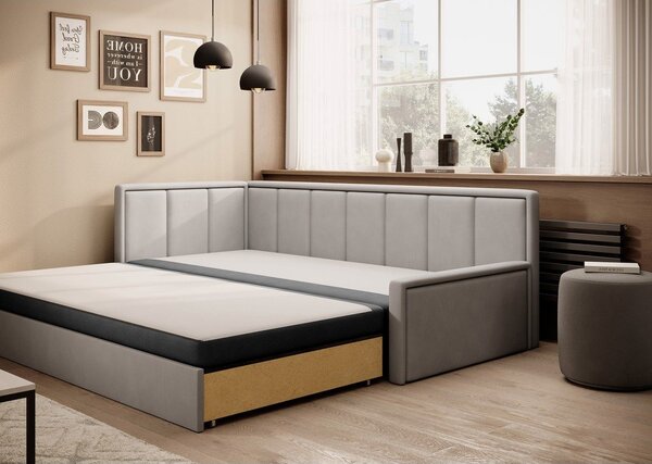 Siva sklopiva/s prostorom za odlaganje sofa od šenila 214 cm Fulgeo – ELTAP